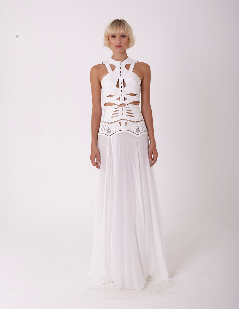 Pompeii Wedding Dress Set (White) - GELAREH