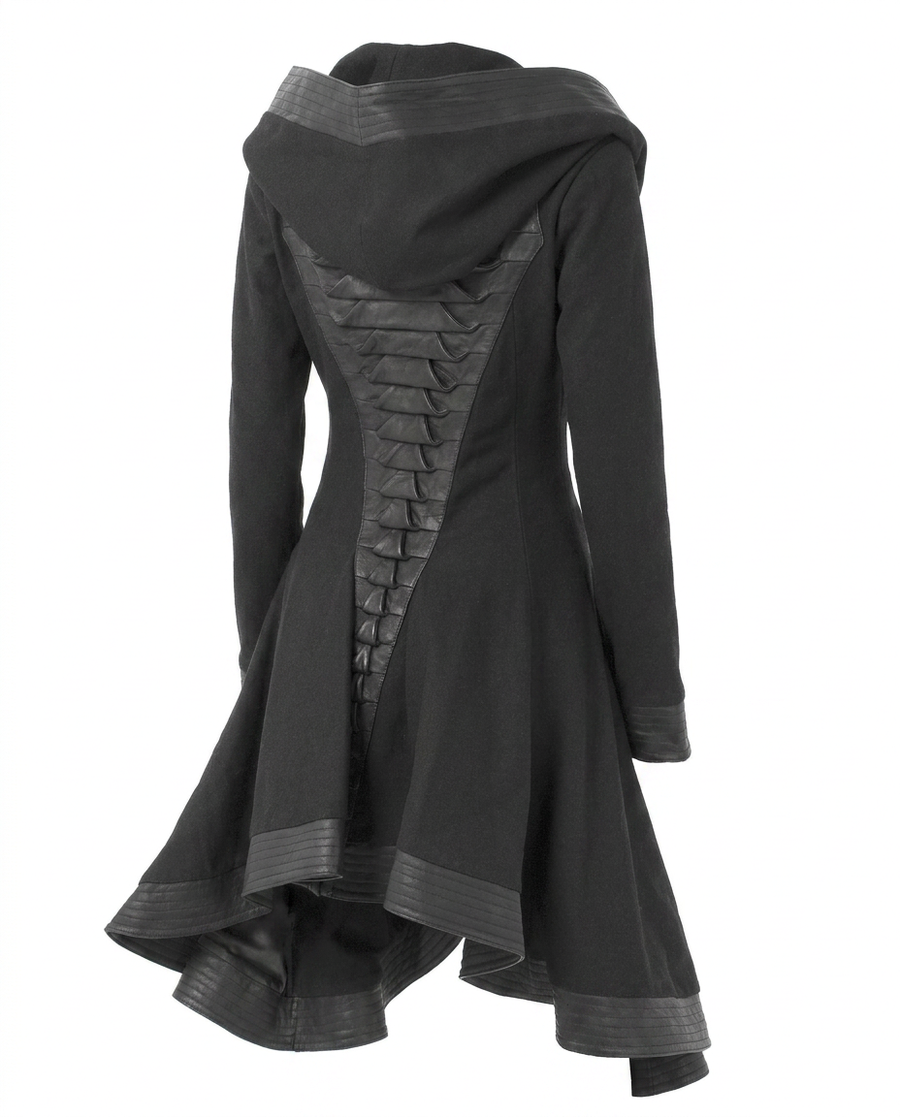 Crocodile Hooded Wool Coat