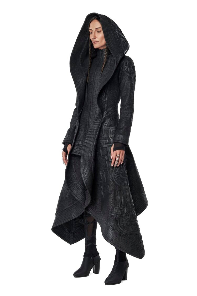 Grey Long Winter Wool Coat Women Asymmetrical Coat Gothic 